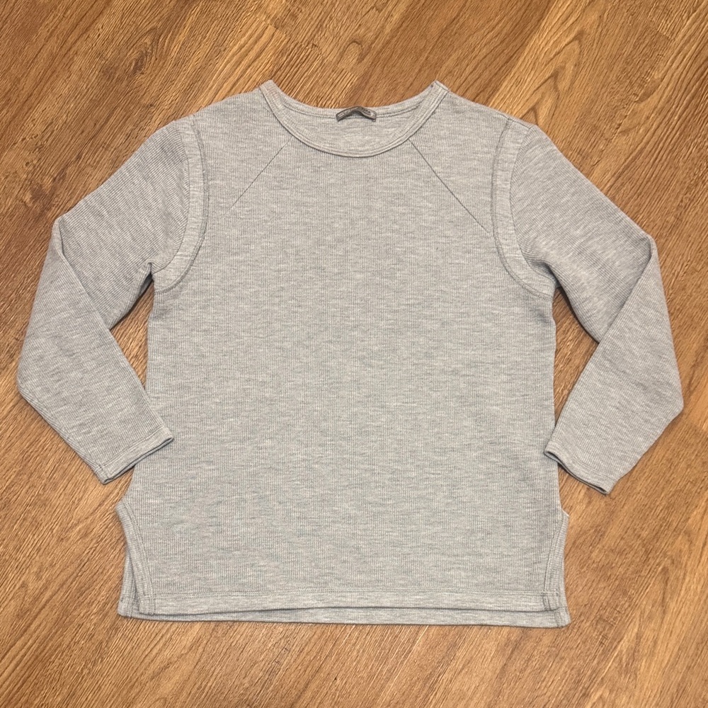 Zara Small Light Gray Ribbed Basic Long Sleeve Sweater